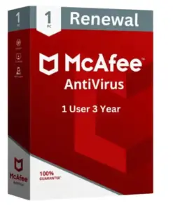 Renew McAfee Antivirus 1 User 3 Years