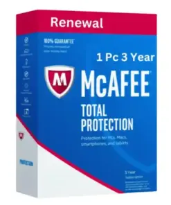 Renew McAfee Total Protection 1 Pc 3 Years