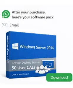 Windows Server 2016 RDS User CAL 50 users instant delivery license key illustration