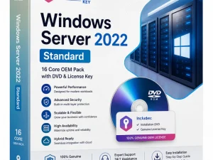 Windows Server 2022 Standard 16 Core OEM Pack with DVD & License Key